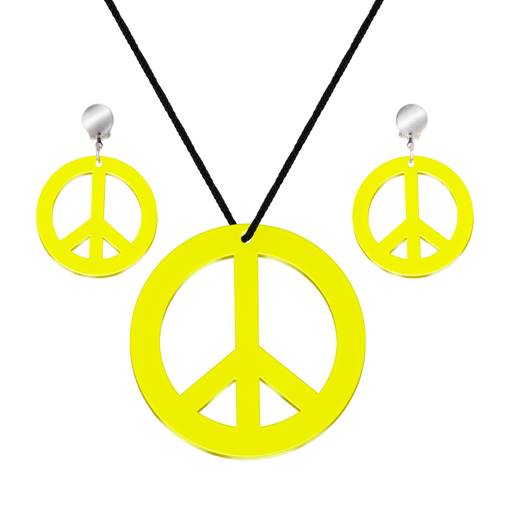 Klipsy i naszyjnik z pacyfką neonowe żółte zestaw