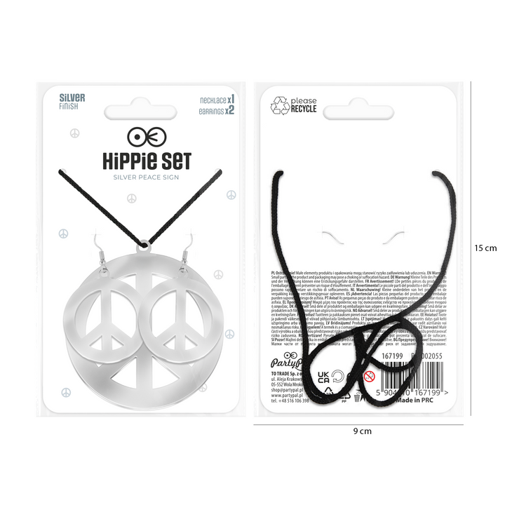 Kolczyki i naszyjnik z pacyfką srebrny zestaw