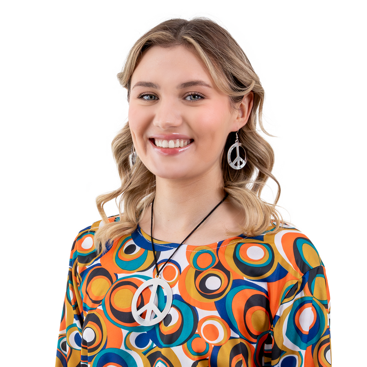 Kolczyki i naszyjnik z pacyfką srebrny zestaw