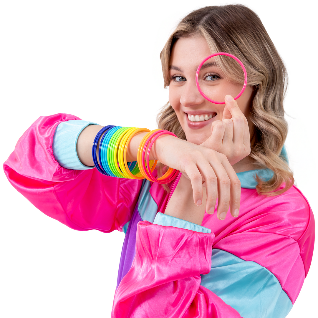 Bransoletki multikolor neonowe Disco lata 80-te - 18 szt.