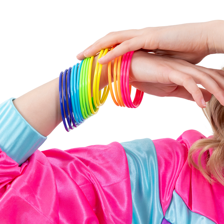 Bransoletki multikolor neonowe Disco lata 80-te - 18 szt.
