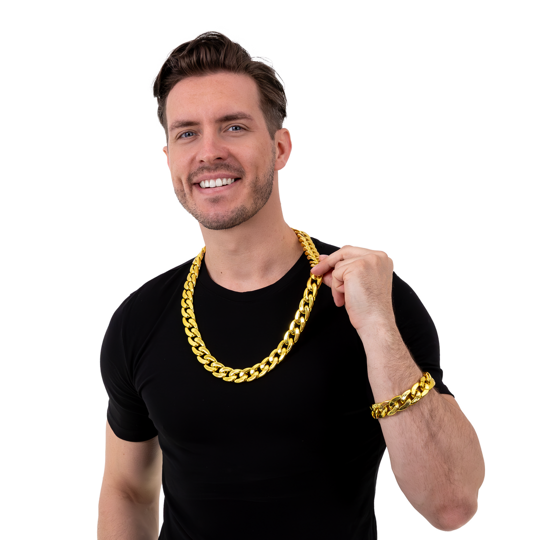 Bransoleta łańcuch złoty Disco lata 80-te