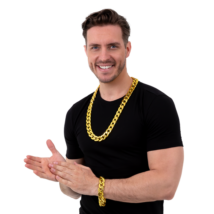 Bransoleta łańcuch złoty Disco lata 80-te