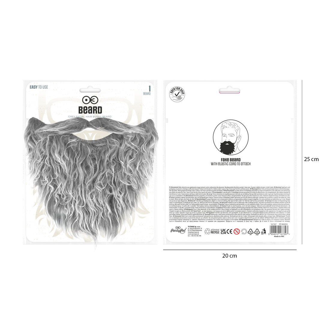 Sztuczna broda z wąsami siwa