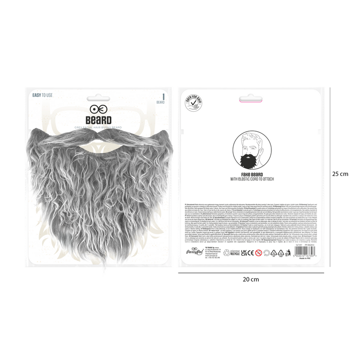 Sztuczna broda z wąsami siwa