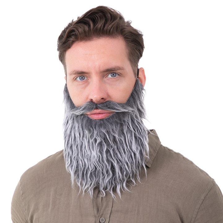 Sztuczna broda z wąsami siwa
