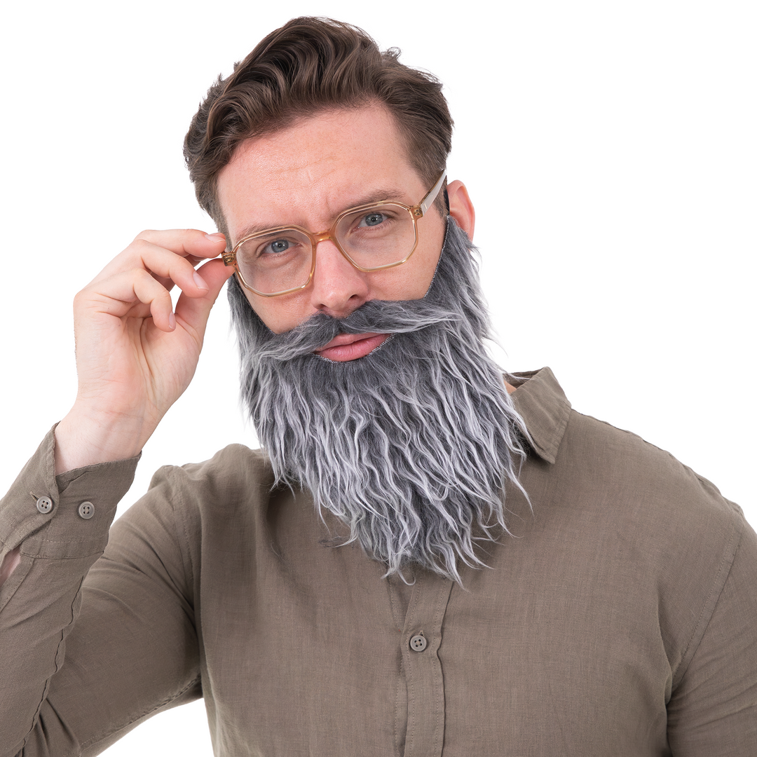 Sztuczna broda z wąsami siwa