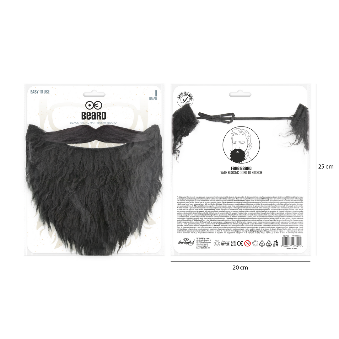Sztuczna broda z wąsami czarna