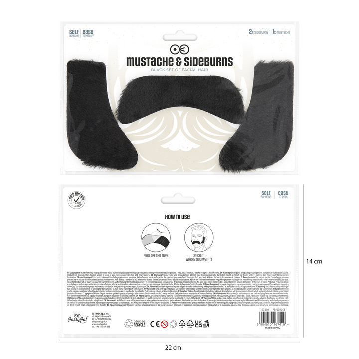 Sztuczne bokobrody i wąsy - zestaw