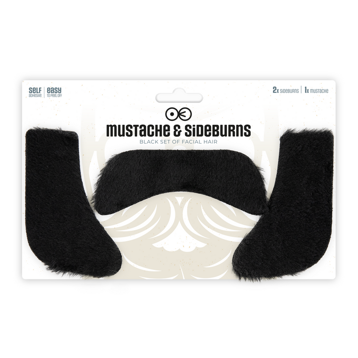 Sztuczne bokobrody i wąsy - zestaw