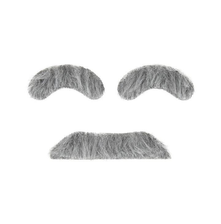 Sztuczne brwi i wąsy siwe - zestaw