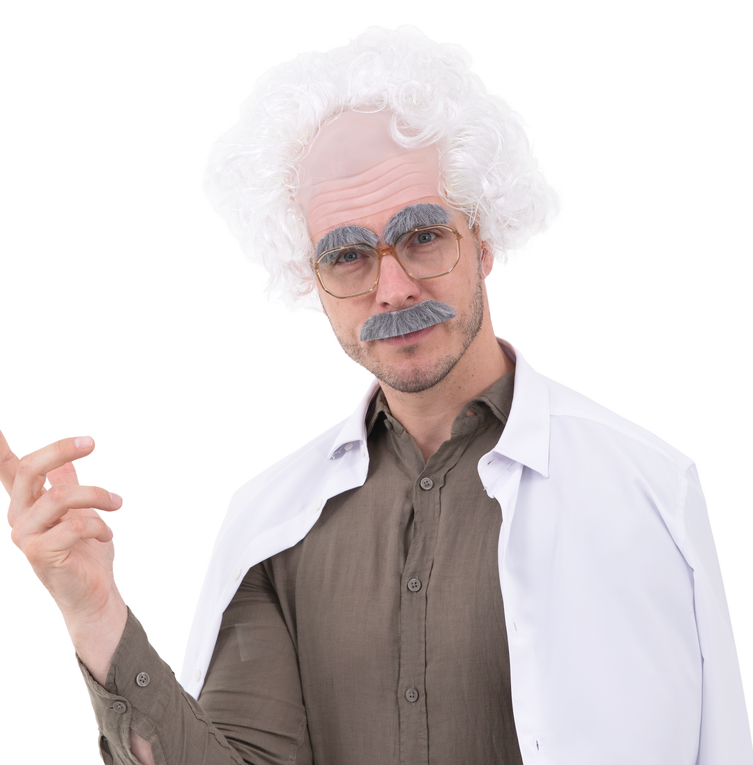 Sztuczne brwi i wąsy siwe - zestaw