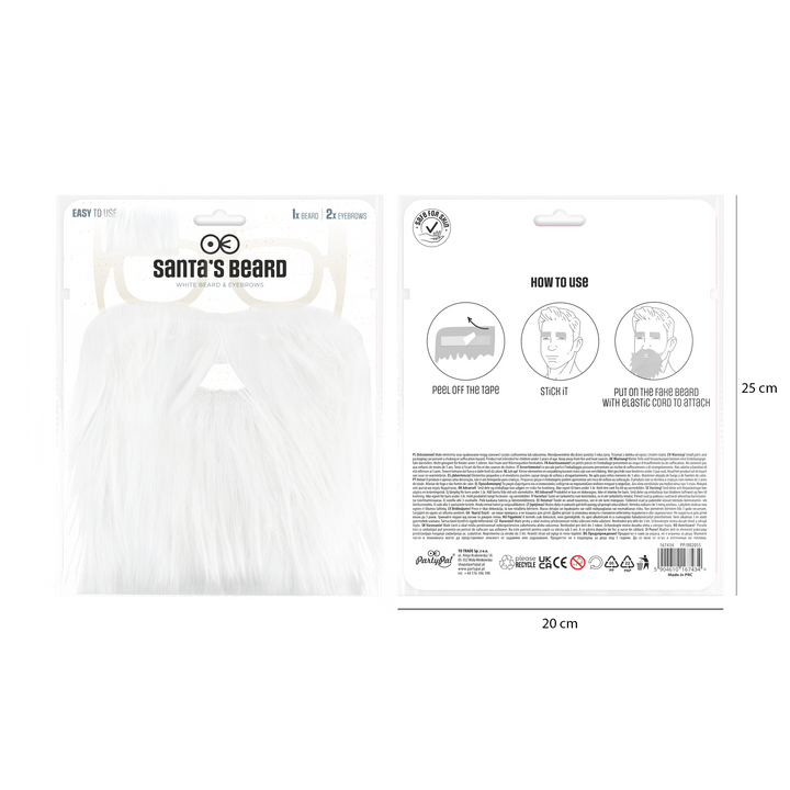 Sztuczne brwi i broda z wąsami Święty Mikołaj - zestaw