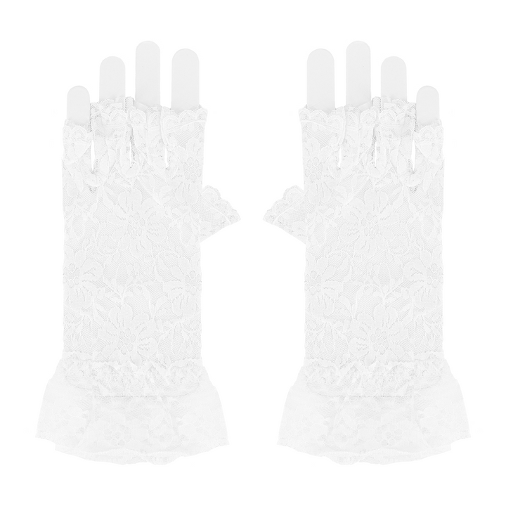Rękawiczki koronkowe bez palców białe 22 cm