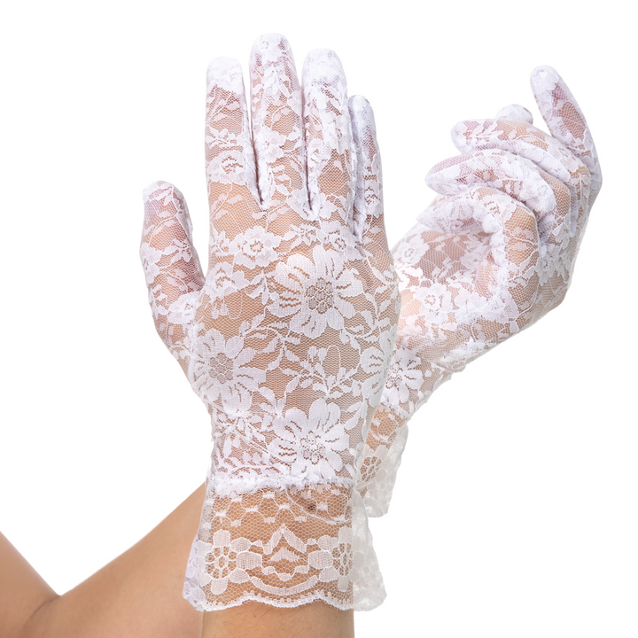 Rękawiczki koronkowe białe 26 cm