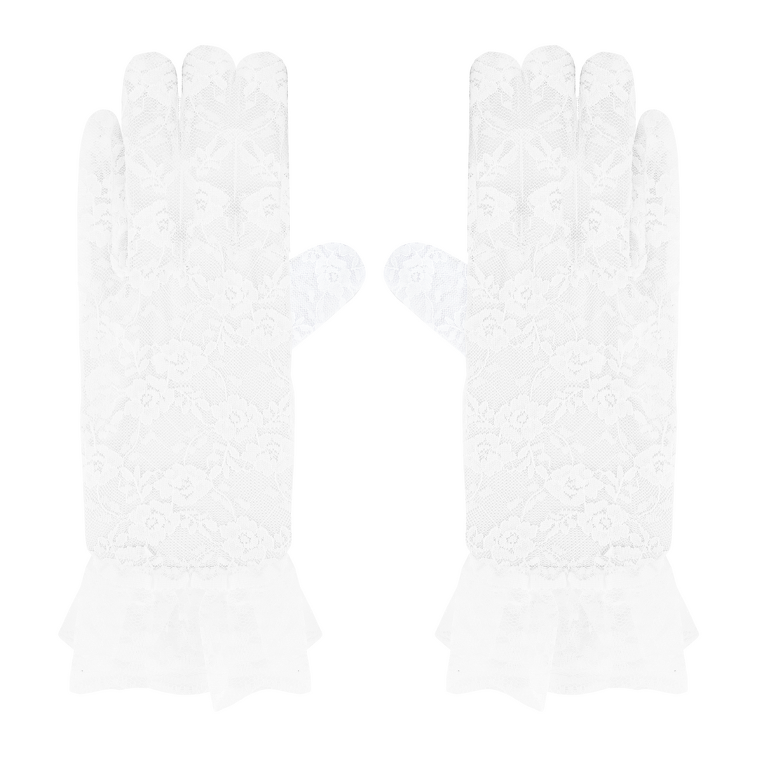 Rękawiczki koronkowe białe 26 cm