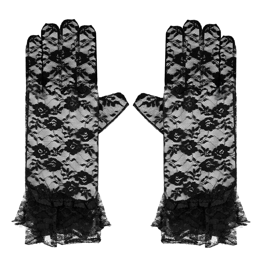 Rękawiczki koronkowe czarne 26 cm