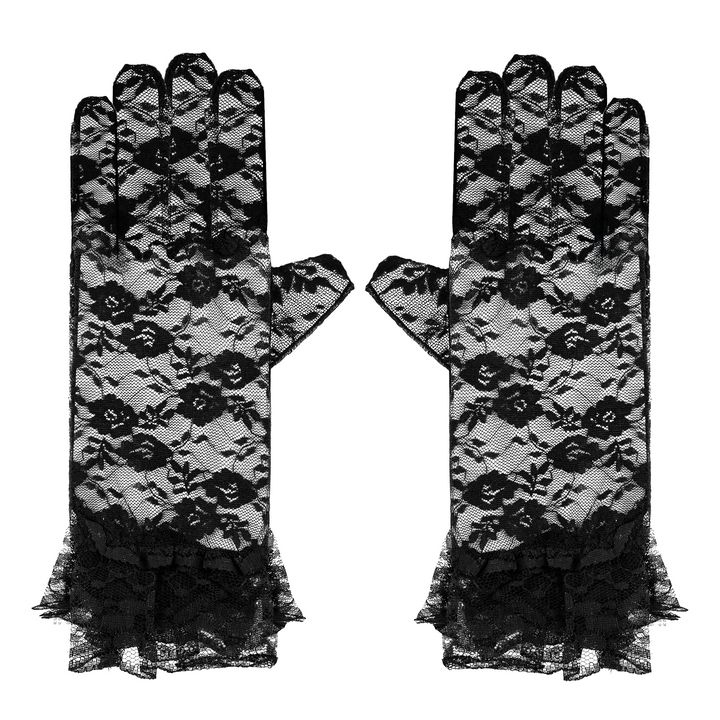 Rękawiczki koronkowe czarne 26 cm