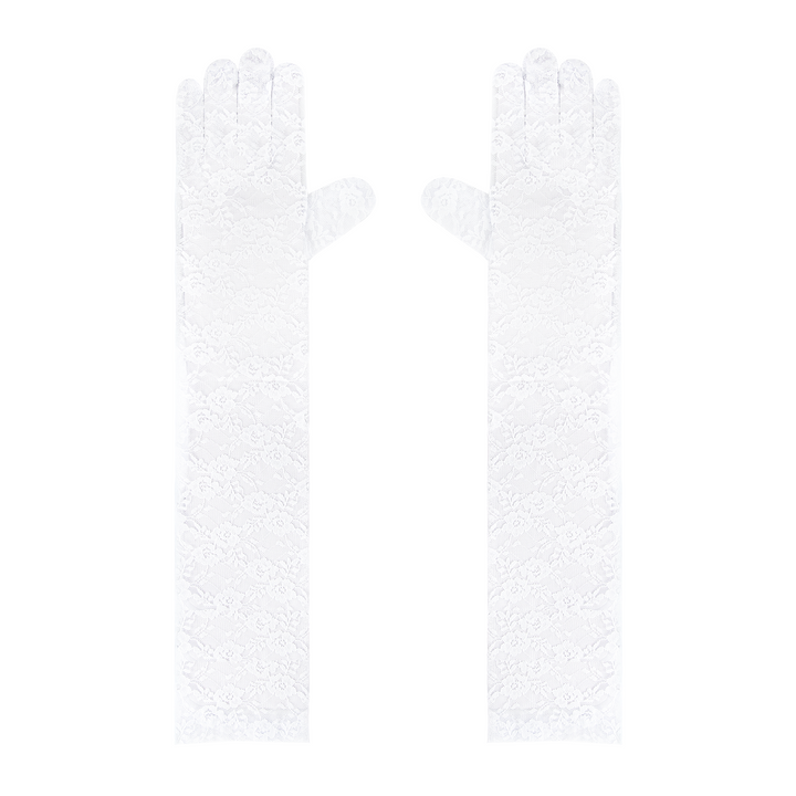 Rękawiczki koronkowe białe 40 cm
