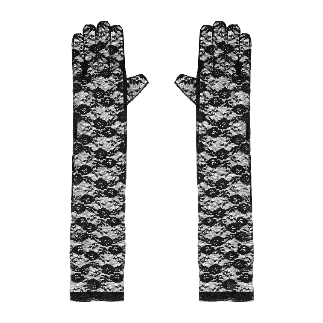 Rękawiczki koronkowe czarne 40 cm