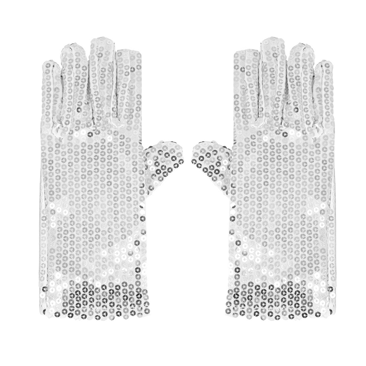 Rękawiczki cekinowe srebrne 26 cm