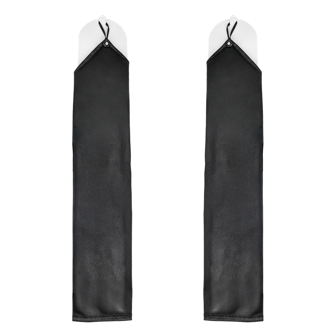 Rękawiczki satynowe czarne na palec z cyrkonią 40 cm