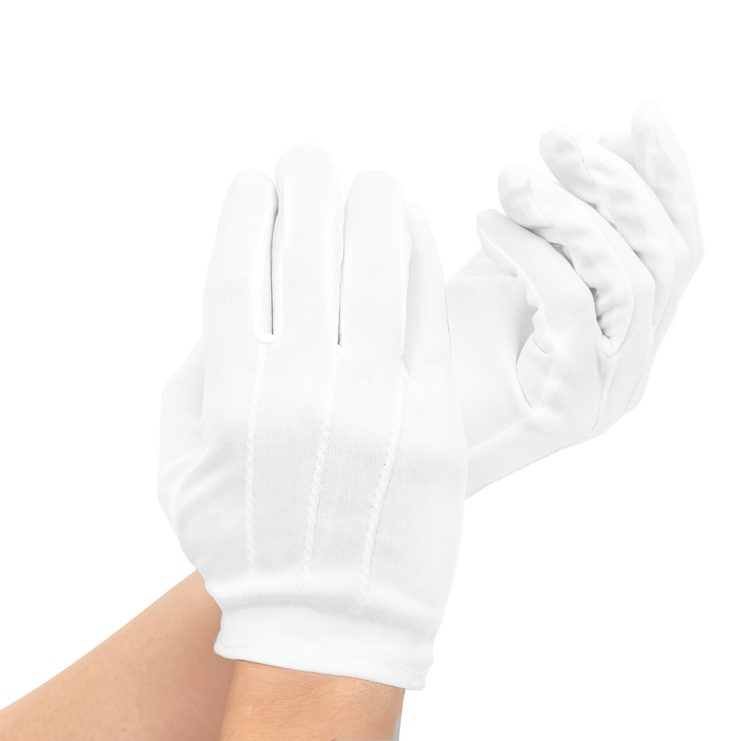 Weiße Handschuhe mit Ziernähten, 19 cm – Party Pal