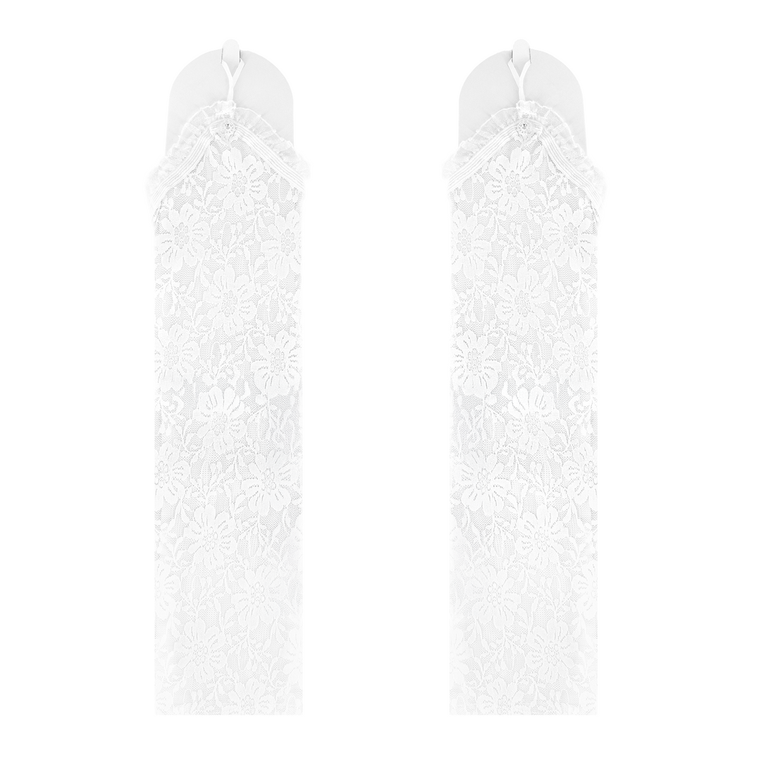 Rękawiczki koronkowe na palec z cyrkonią białe 40 cm