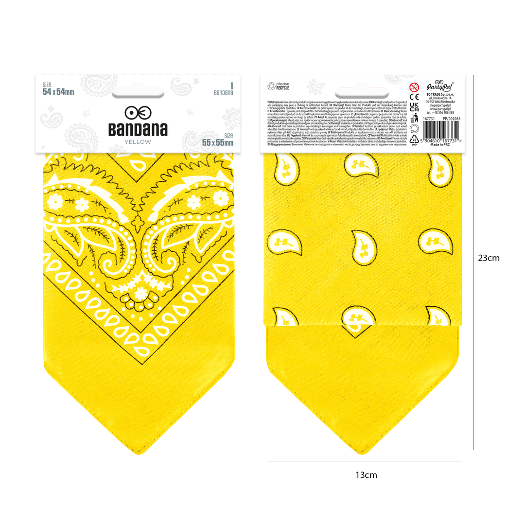 Chustka bandana żółta