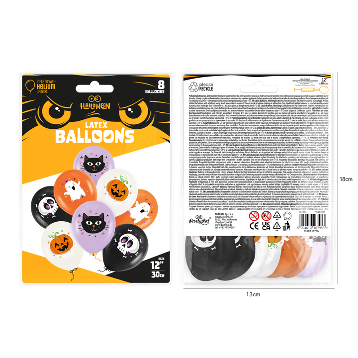 Balony Halloween 12cali 8 szt. zestaw