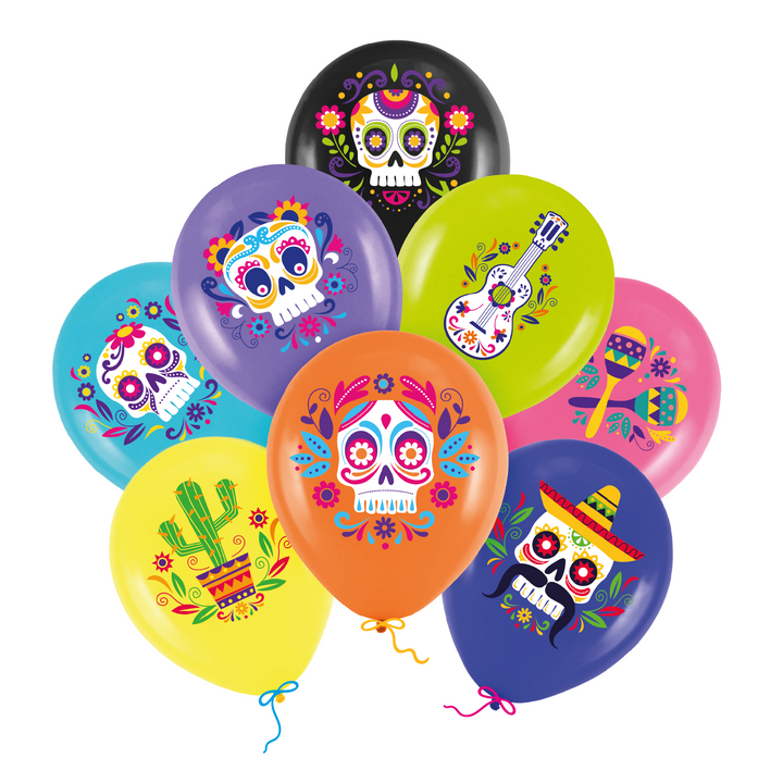 Balony Meksykańskie Halloween 12 cali 8 szt. zestaw