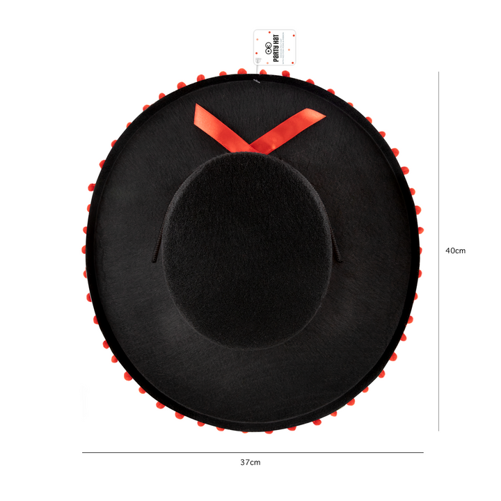 Kapelusz meksykański z pomponikami czarny
