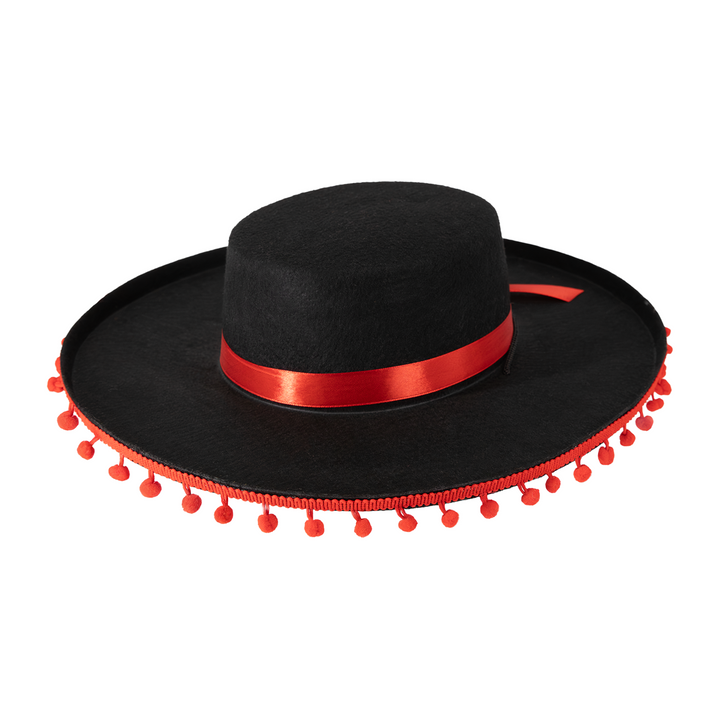 Kapelusz meksykański z pomponikami czarny