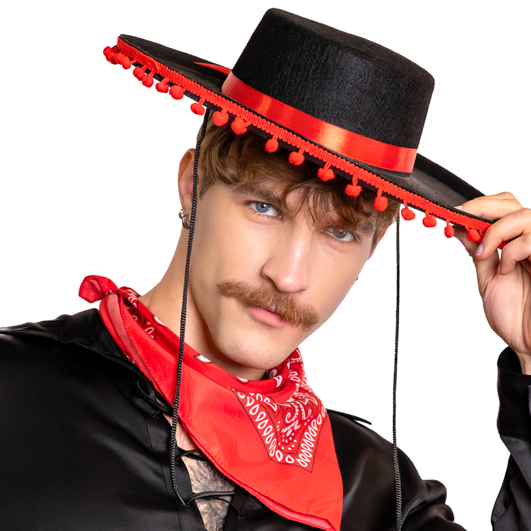 Kapelusz meksykański z pomponikami czarny
