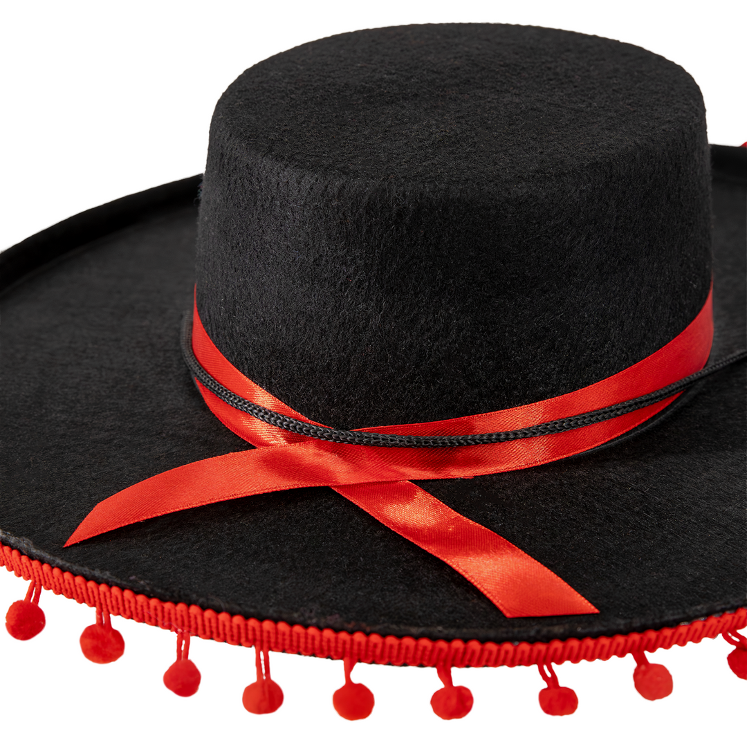 Kapelusz meksykański z pomponikami czarny