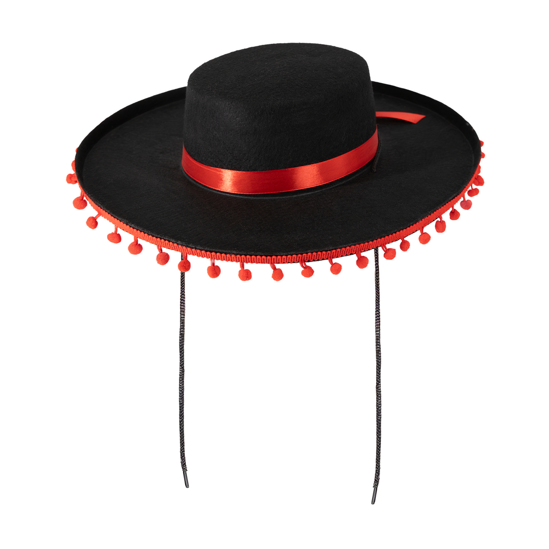 Kapelusz meksykański z pomponikami czarny