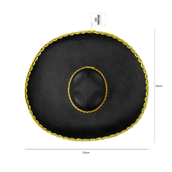Kapelusz meksykański Sombrero ze złotym wykończeniem