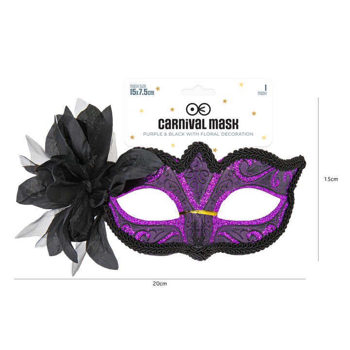 Maska karnawałowa z kwiatem fioletowa