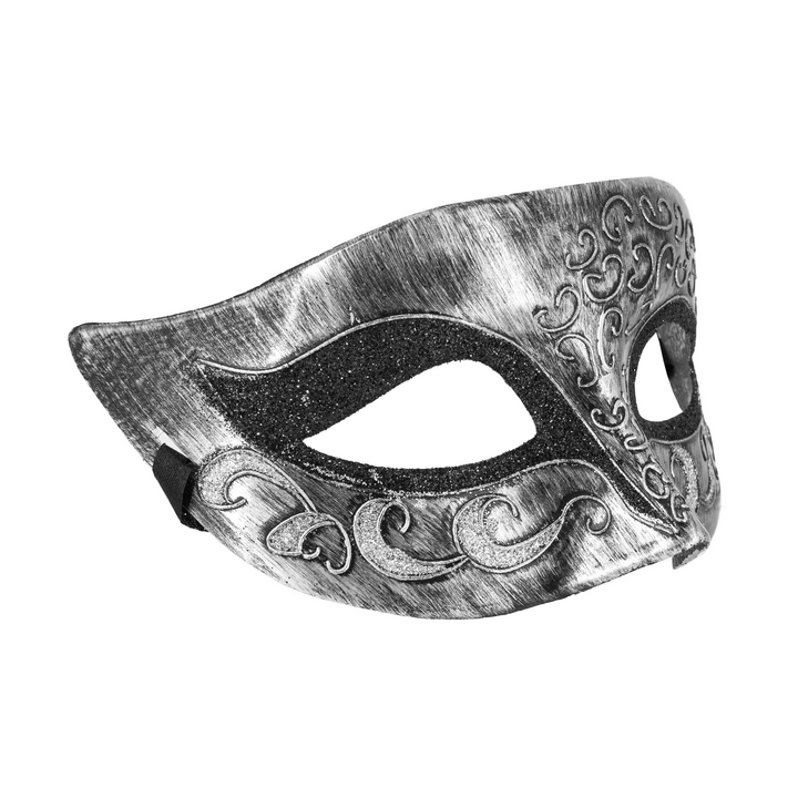 Maska karnawałowa srebrna z efektem postarzenia