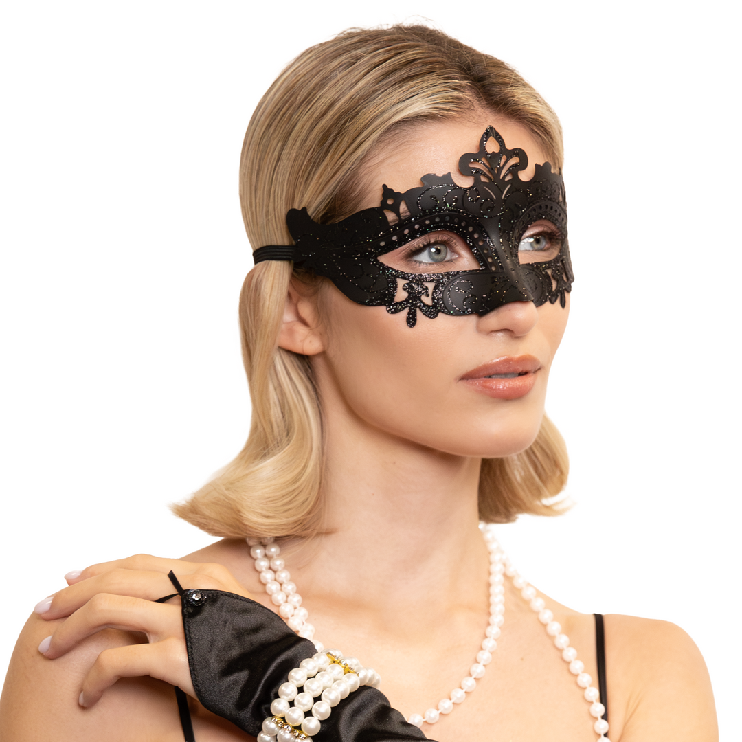 Maska karnawałowa z ornamentami czarna
