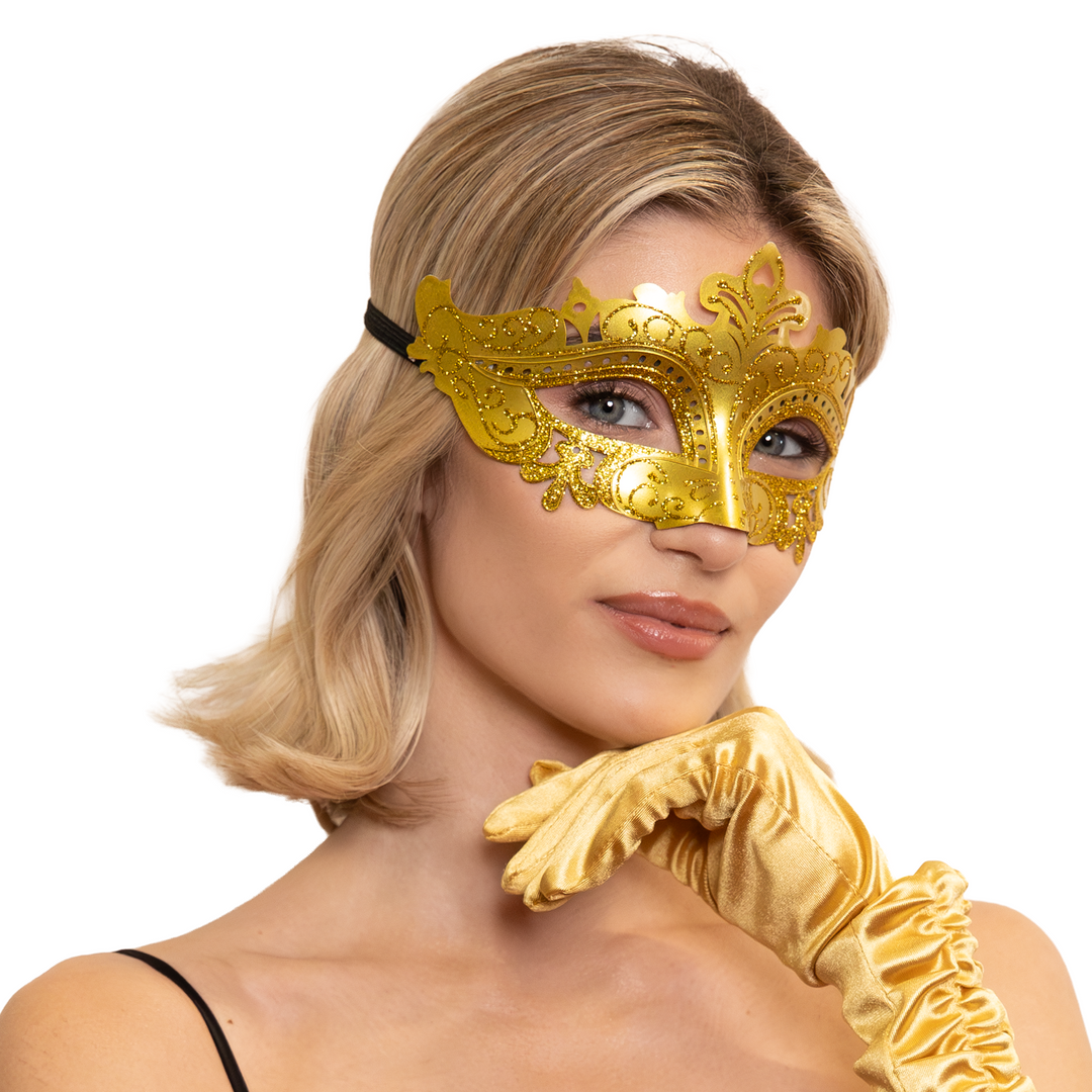 Maska karnawałowa z ornamentami złota