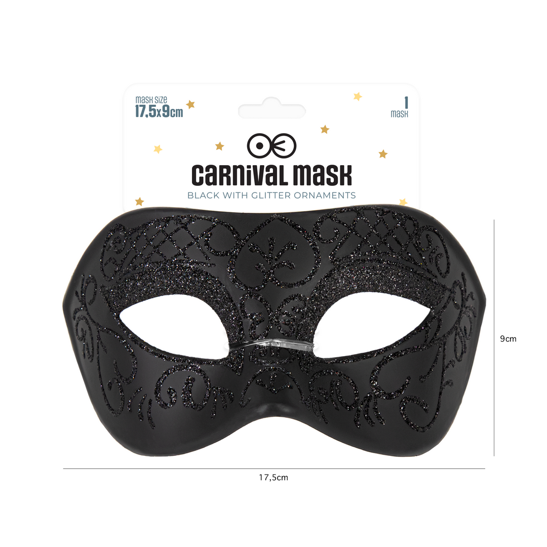 Maska karnawałowa z brokatowym wzorem czarna