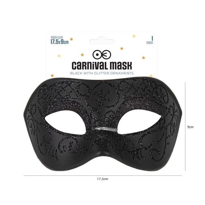 Maska karnawałowa z brokatowym wzorem czarna