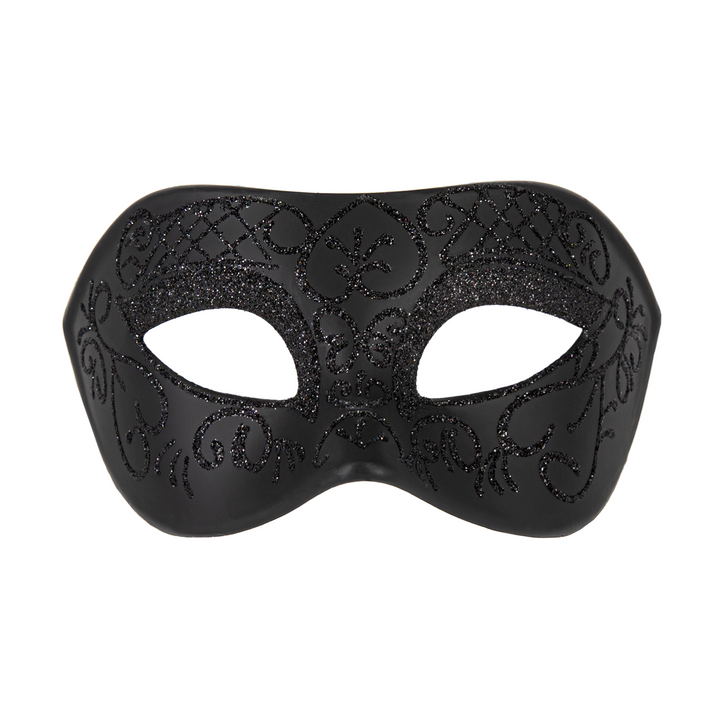 Maska karnawałowa z brokatowym wzorem czarna