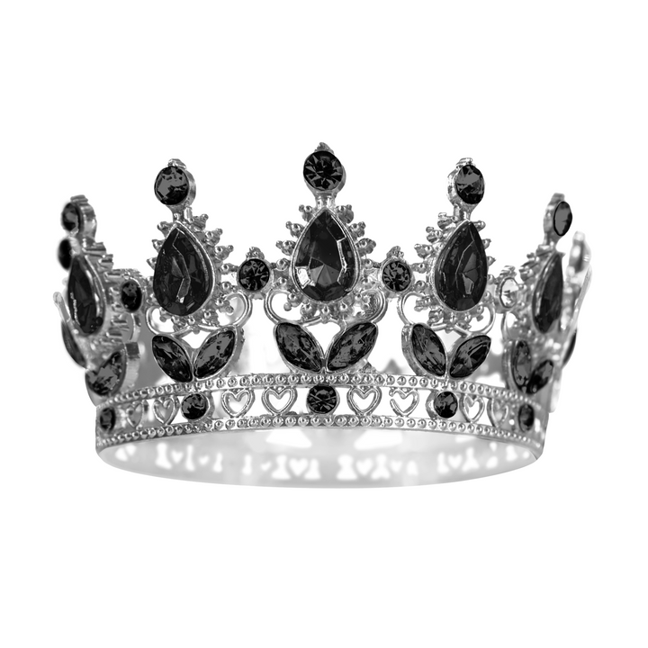 Dekoracja na tort Korona czarna z czarnymi kryształkami 10 cm