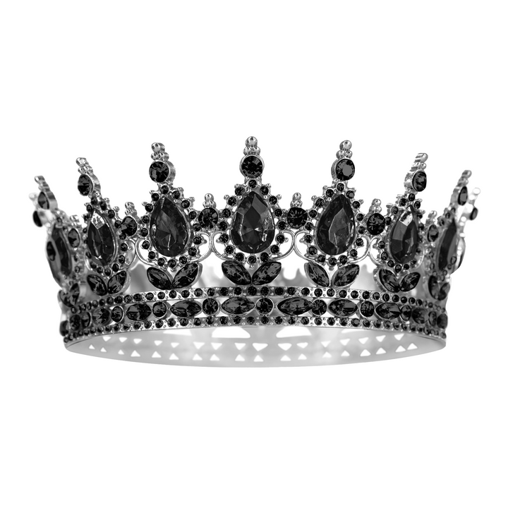 Dekoracja na tort Korona czarna z czarnymi kryształkami 15 cm