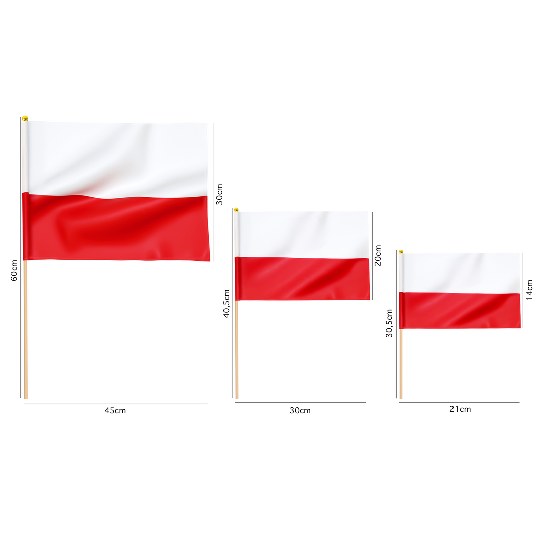 Flaga Polski z trzonkiem 14x21 cm
