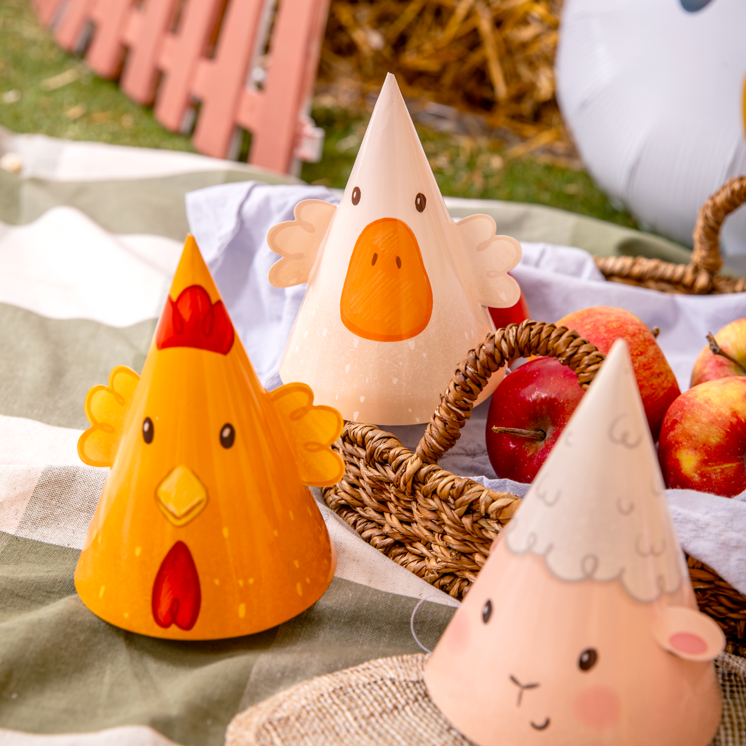 Czapeczki urodzinowe Farma 6 szt. zestaw