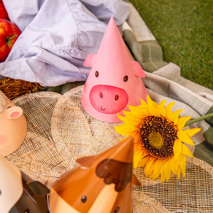 Czapeczki urodzinowe Farma 6 szt. zestaw