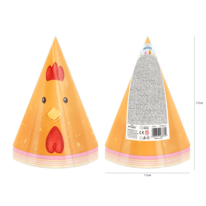 Czapeczki urodzinowe Farma 6 szt. zestaw